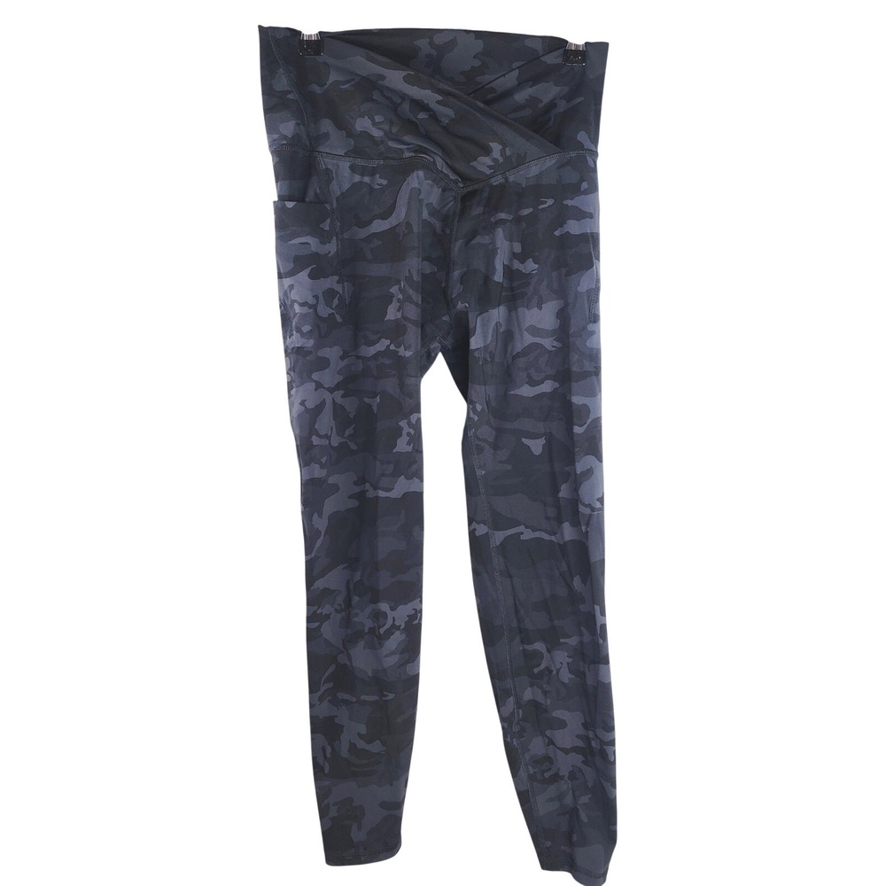 Womens Camo Leggings XL High Waisted V Waistband Pockets Stretch Activewear Gym